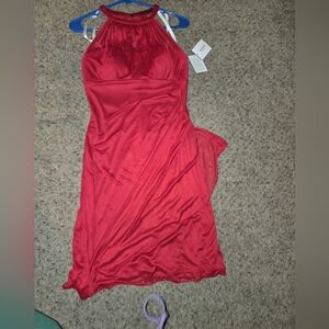 Elegant Red Halter Dress